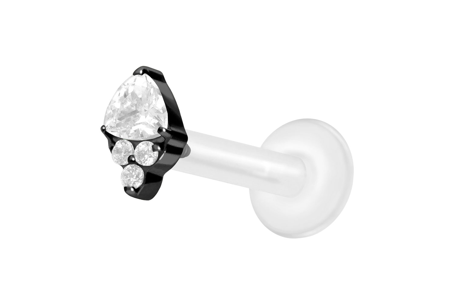 PTFE Labret Piercing mit Innengewinde + Titan-Aufsatz EINGEFASSTE KRISTALLE